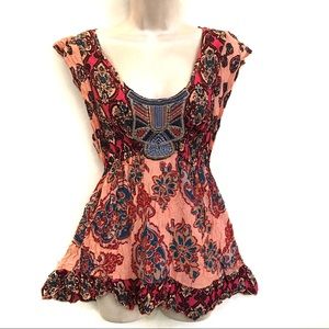 Sacred threads boho embroidered babydoll top pch